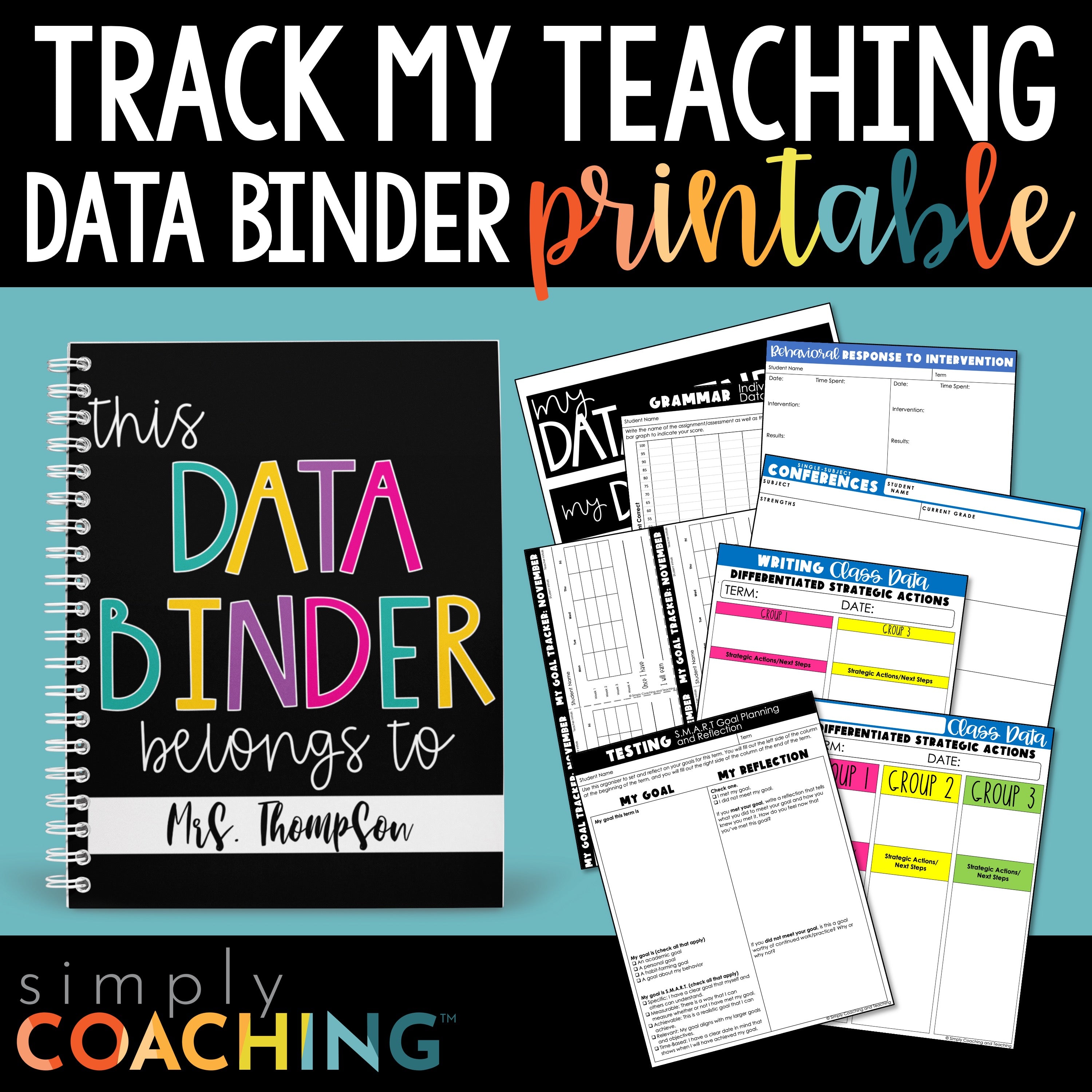 Teacher and Student Data Tracking Binder Printable – Simply Coaching Shop