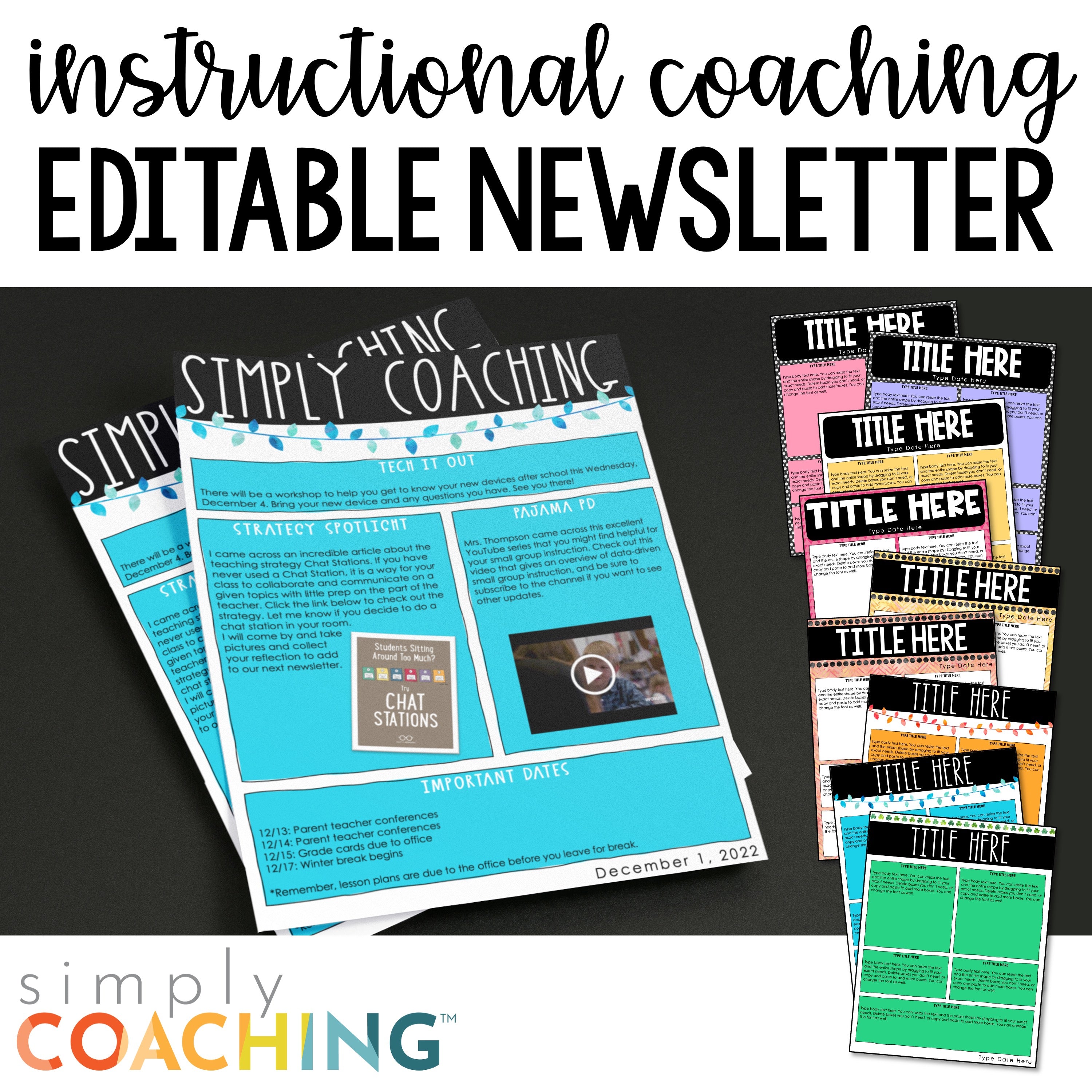 Editable Newsletter Templates | Instructional Coaching – Simply ...