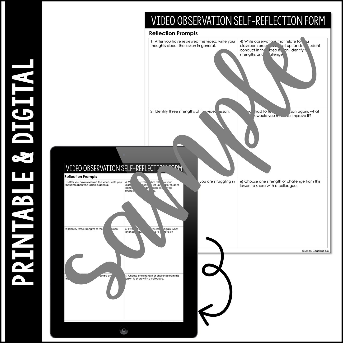 Video Self-Reflection Form for Teachers | Instructional Coaching