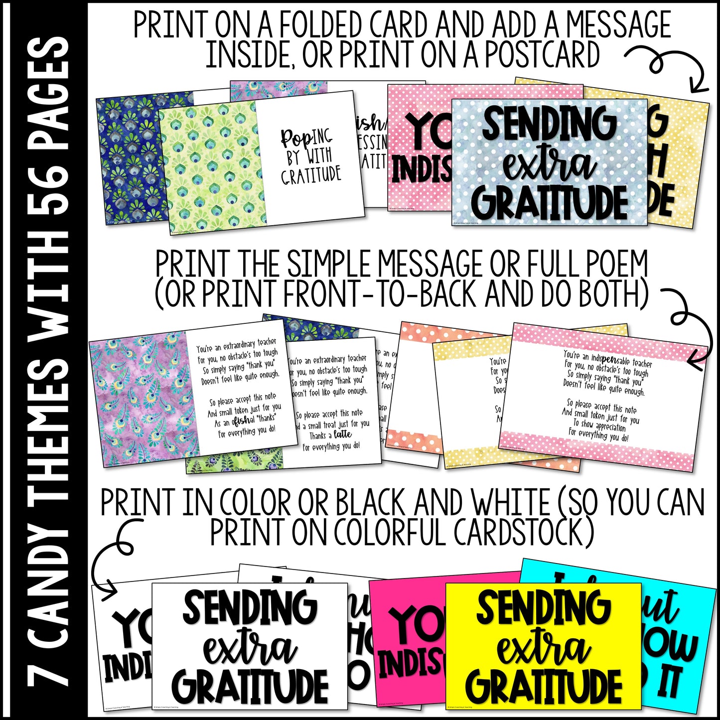 Teacher Appreciation Treat Themed Thank You Cards