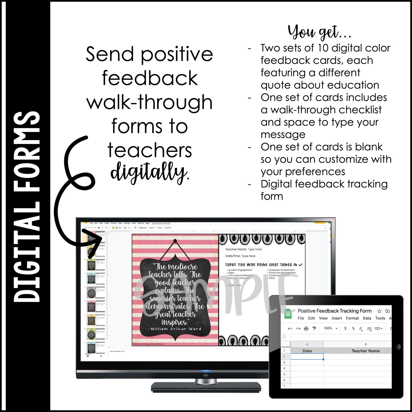 Themed Positive Feedback Walk-through Forms Quotes | Instructional Coaching