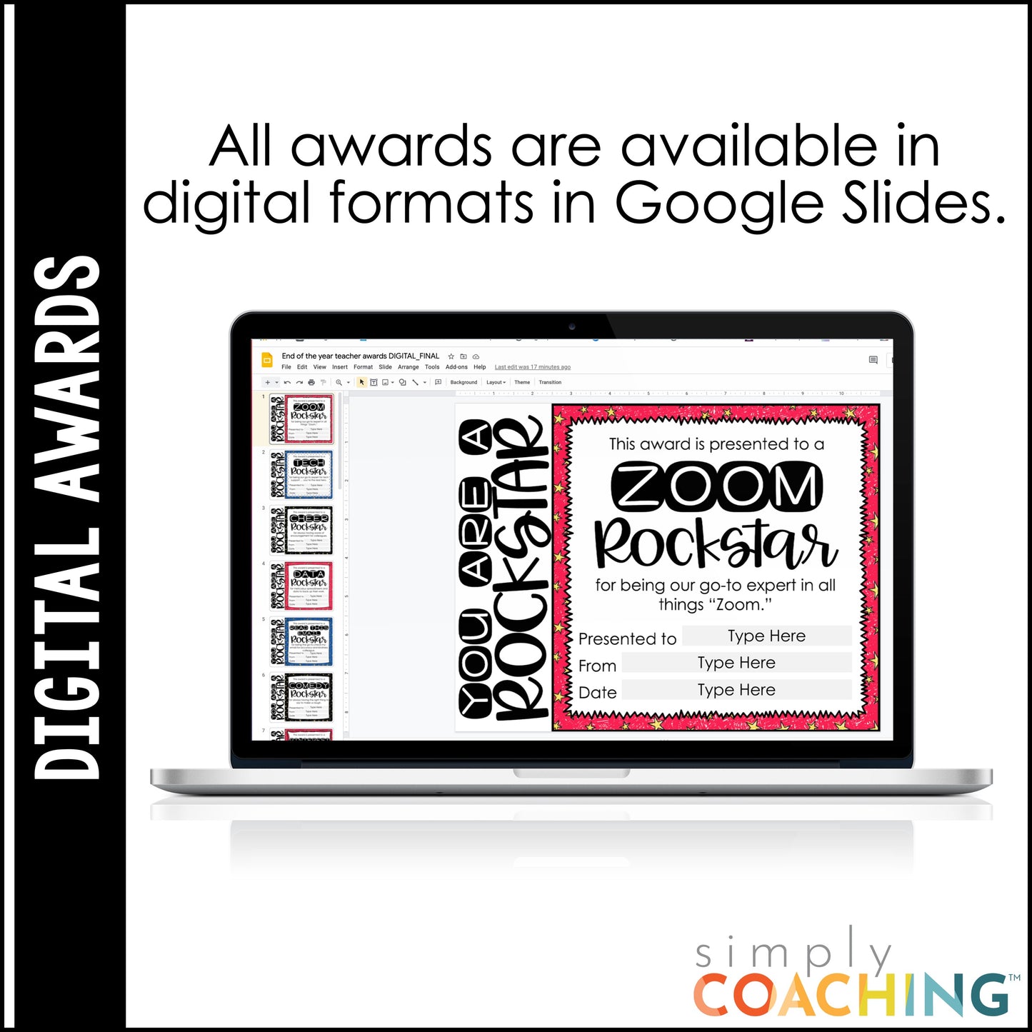 End of Year Teacher Awards Certificates