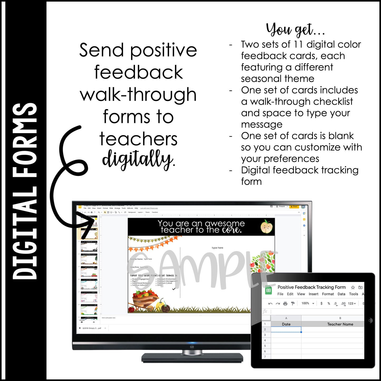 Themed Positive Feedback Walkthrough Forms (Seasonal) | Instructional Coaching