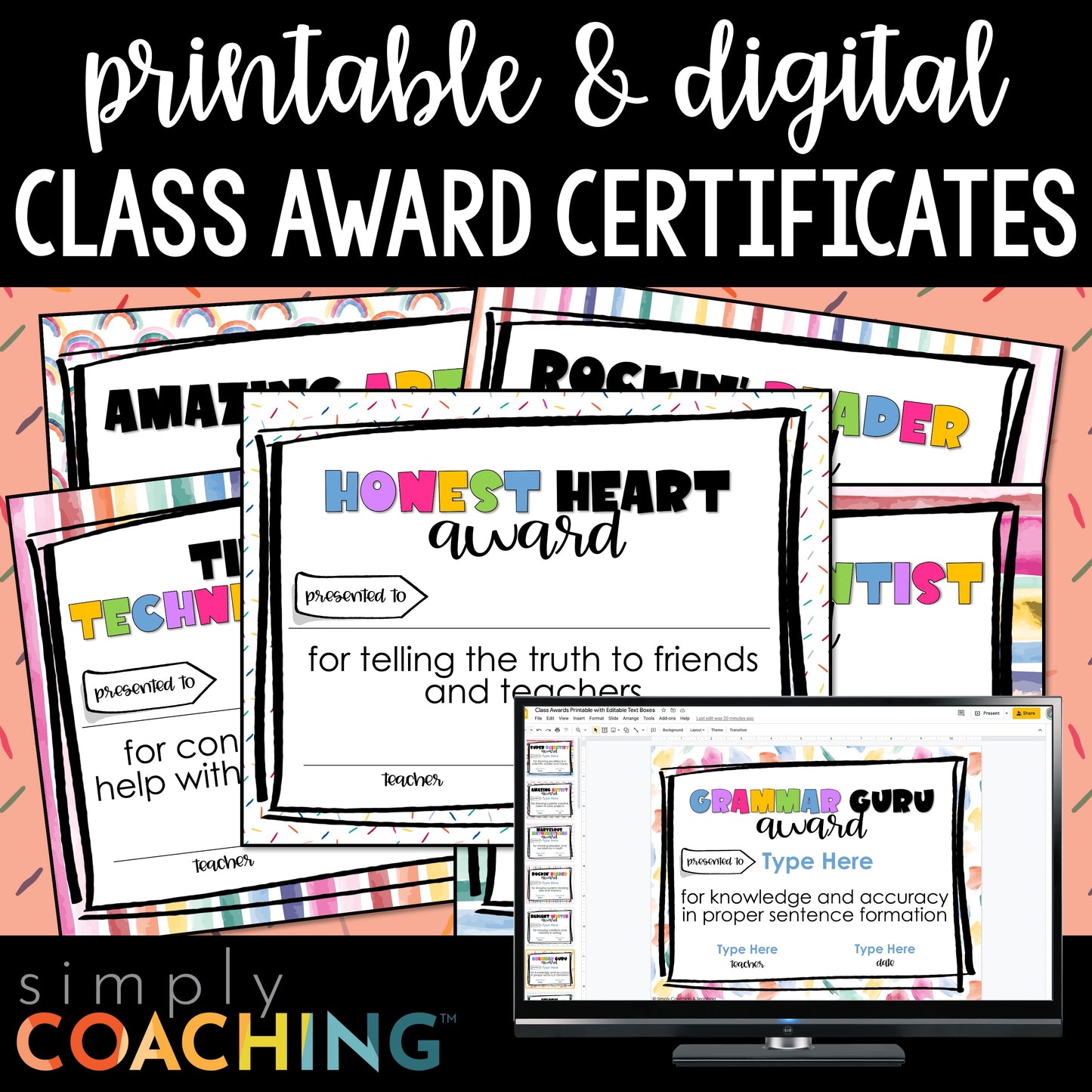 End of Year Class Awards Certificates