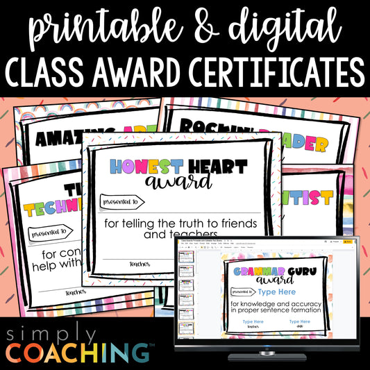 End of Year Class Awards Certificates