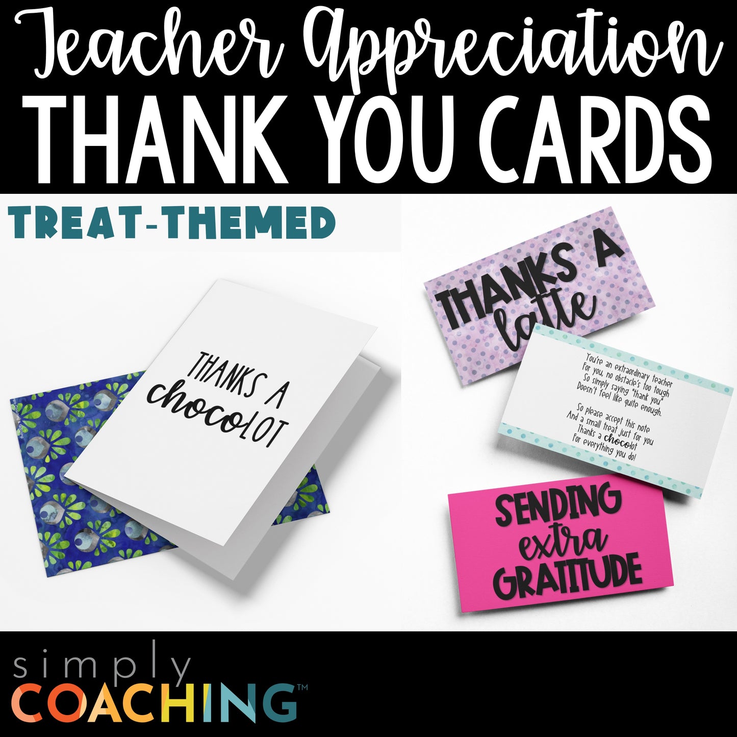Teacher Appreciation Treat Themed Thank You Cards