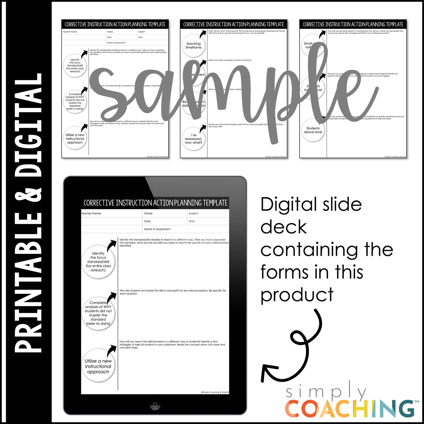 Corrective Instruction Action Planning Template | Instructional Coaching