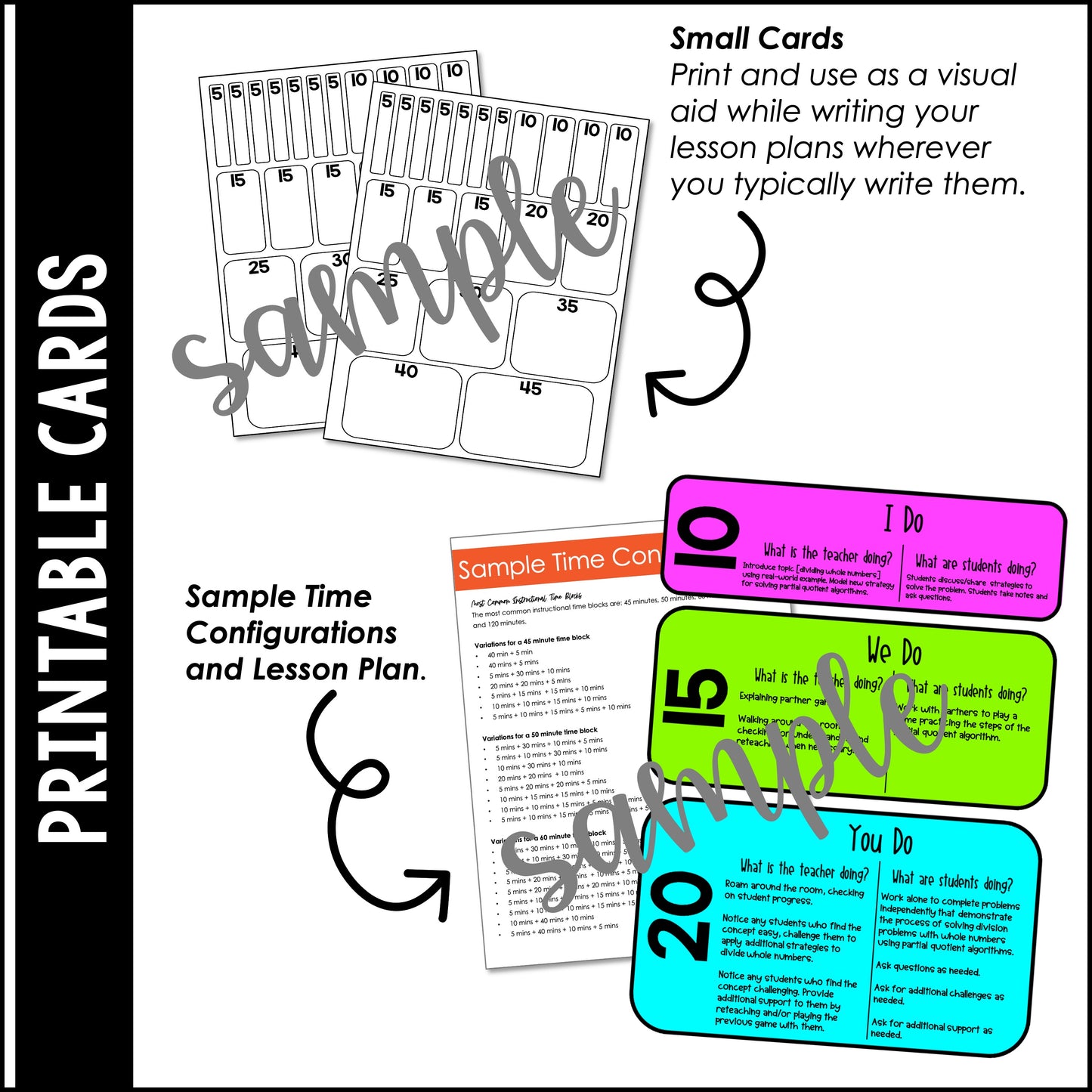 Time Blocking Cards for Lesson Planning | Instructional Coaching