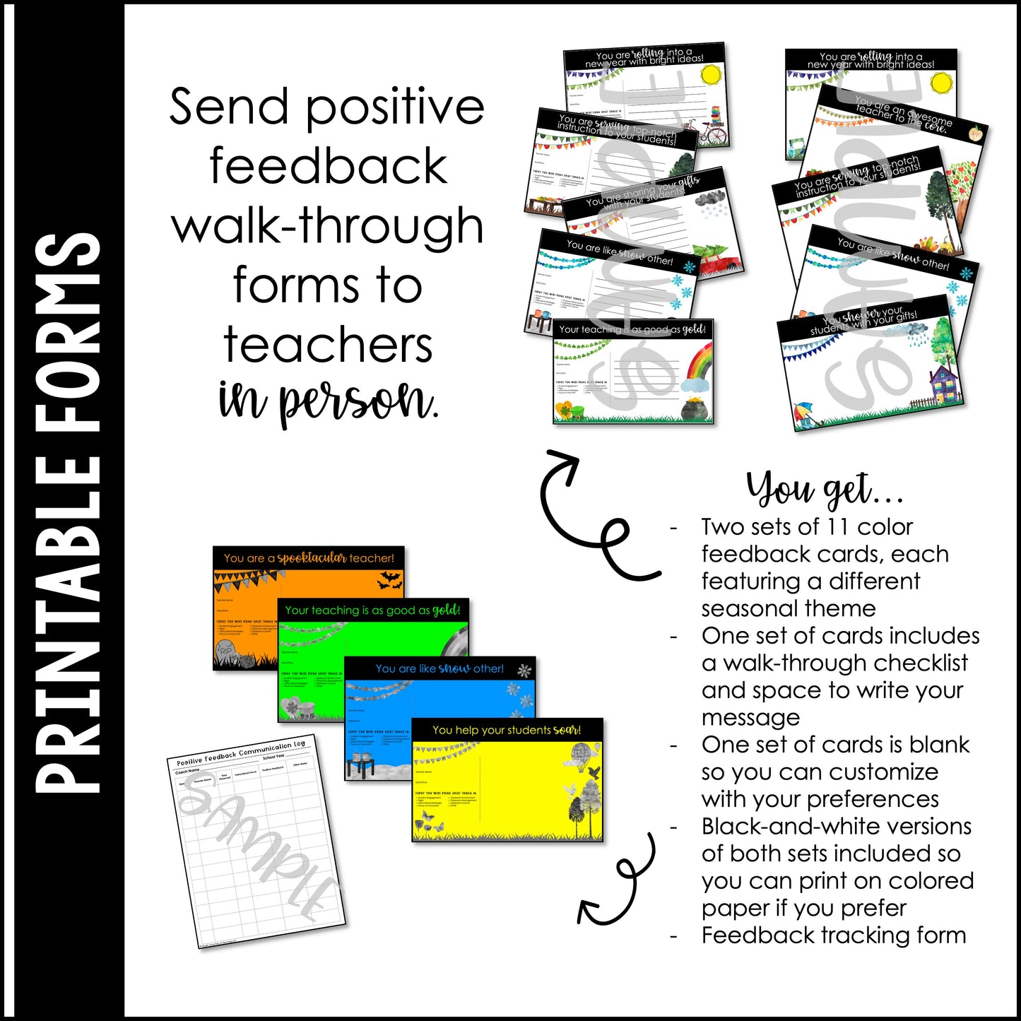 Themed Positive Feedback Walkthrough Forms (Seasonal) | Instructional Coaching