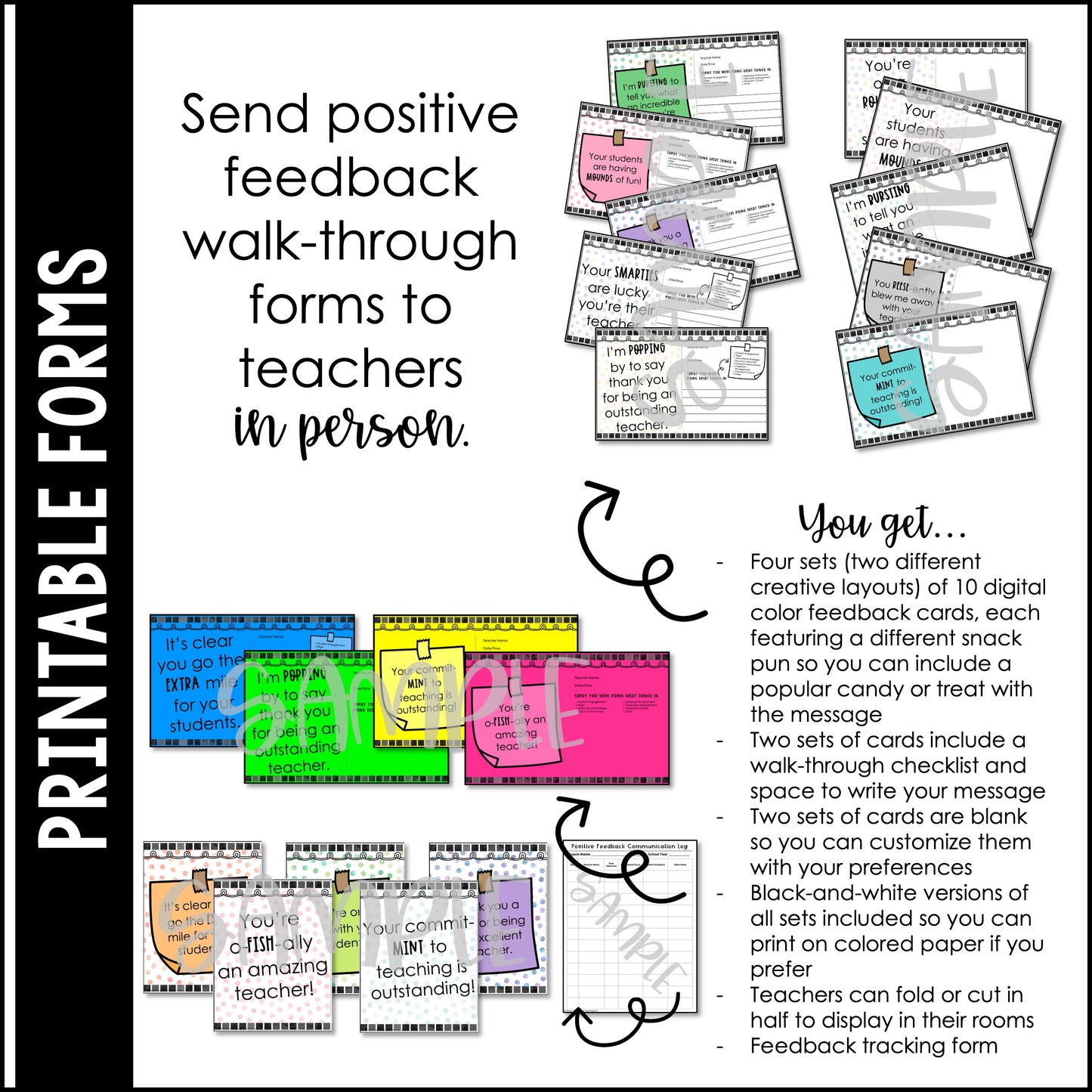 Positive Feedback Walk-Through Forms Treats | Instructional Coaching